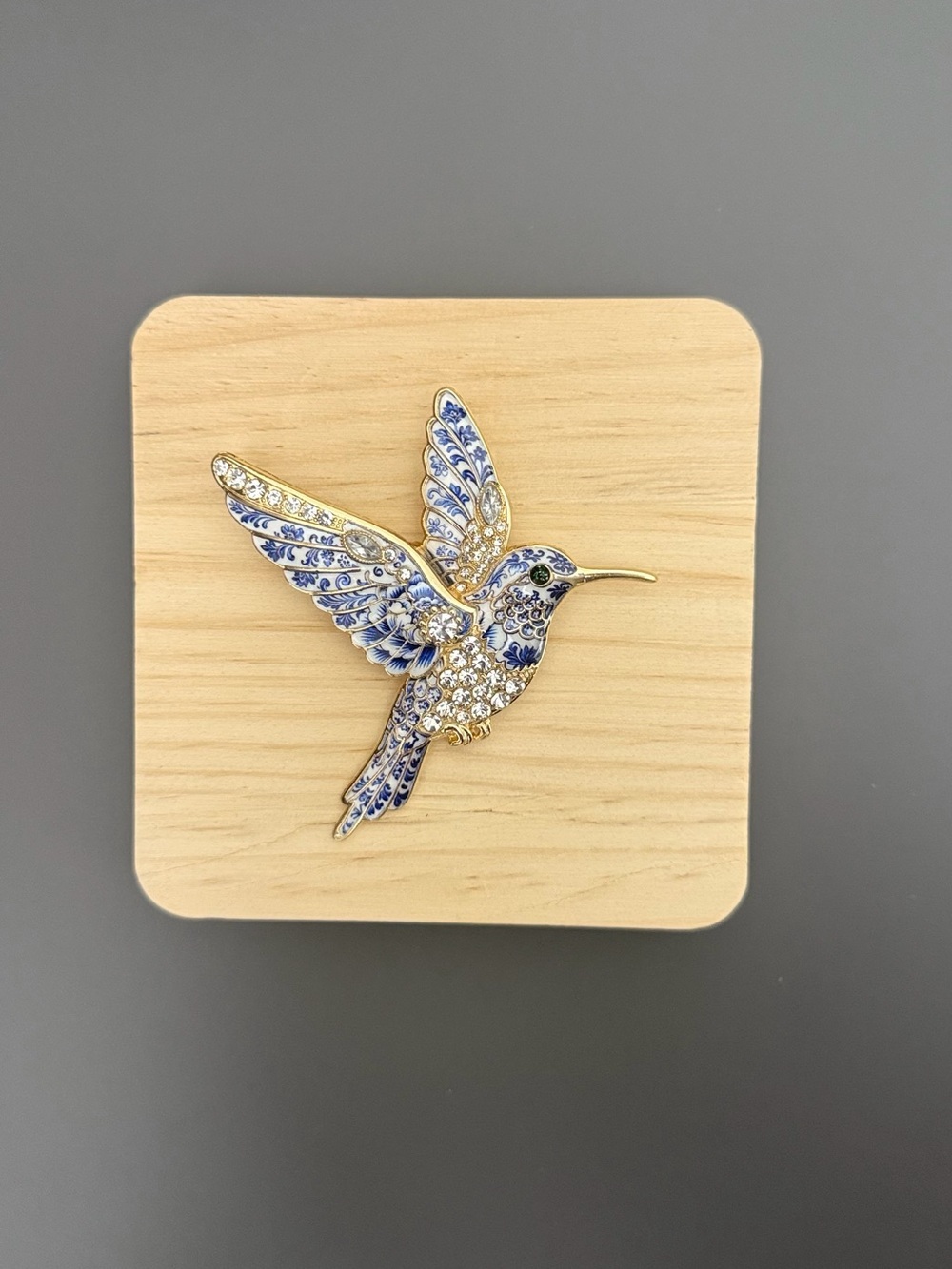 Hummingbird Brooch Enamel Bird Pin Rhinestone Crystal Lapel Pin Gift for Her